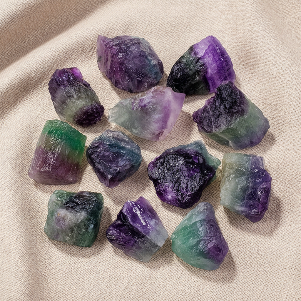 Raw Rainbow Fluorite Stones
