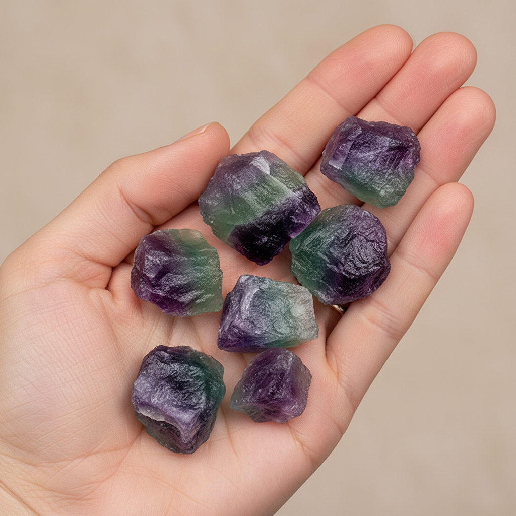Raw Rainbow Fluorite Stones
