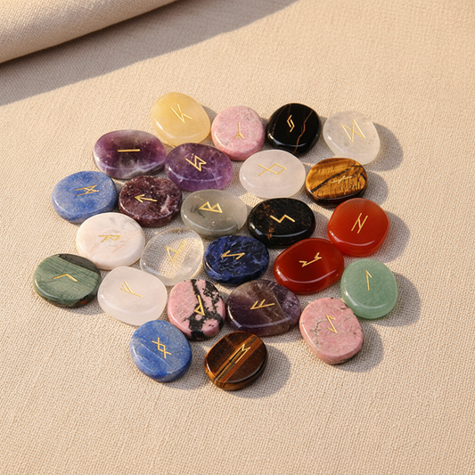 Mixed Crystal Rune Stones Set – 25 Elder Futhark Runes