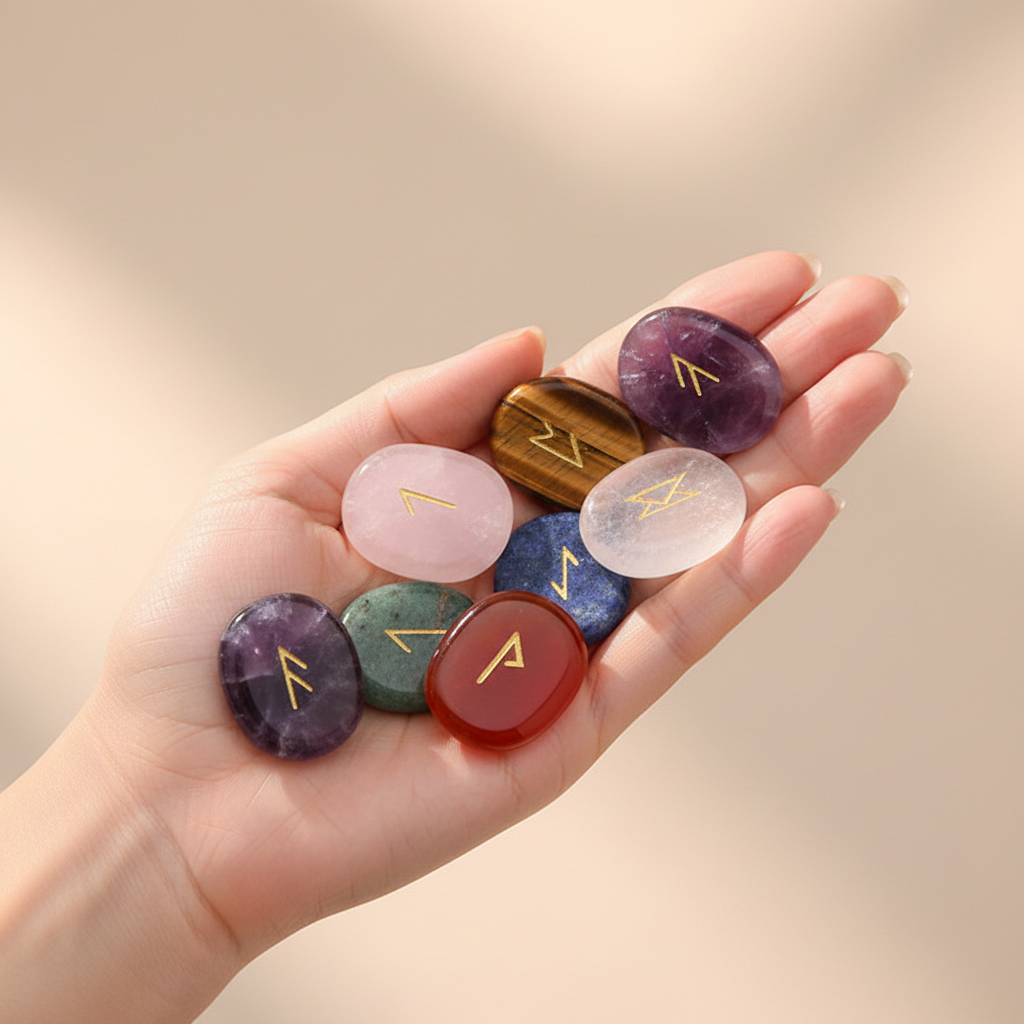 Mixed Crystal Rune Stones Set – 25 Elder Futhark Runes