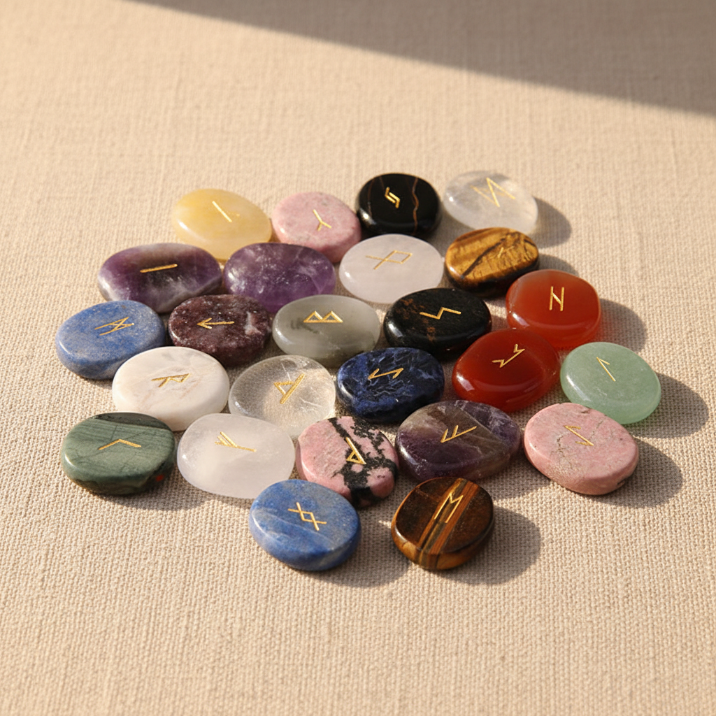 Mixed Crystal Rune Stones Set – 25 Elder Futhark Runes