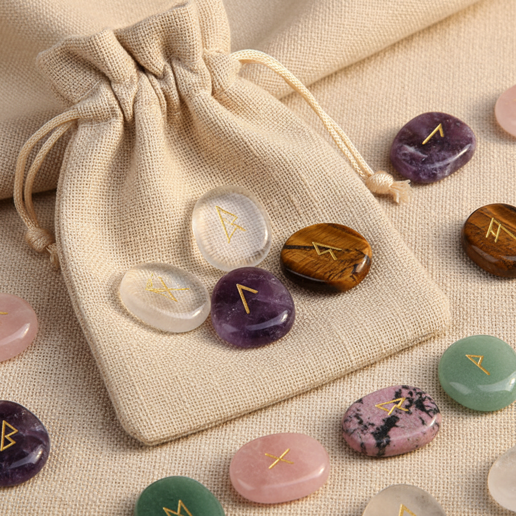 Mixed Crystal Rune Stones Set – 25 Elder Futhark Runes