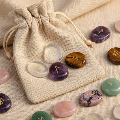 Mixed Crystal Rune Stones Set – 25 Elder Futhark Runes