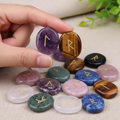 Mixed Crystal Rune Stones Set – 25 Elder Futhark Runes